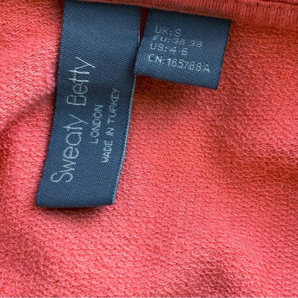 Sweaty Betty After Class Pullover Hoodie Small Cropped Sweatshirt Coral Pink - Picture 7 of 9